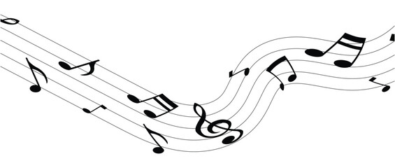 Elegant pattern of musical notes and treble clef flowing in harmony. Ideal for music sheet designs, banners, and abstract creative backgrounds. A modern, minimalist approach to melody in eps 10.