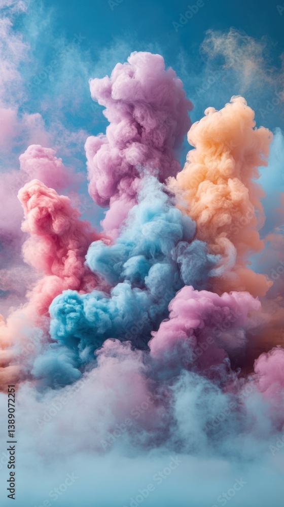 Aufkleber ethereal pastel clouds swirling in a vibrant sky creating a dreamy abstract atmosphere soft and calm