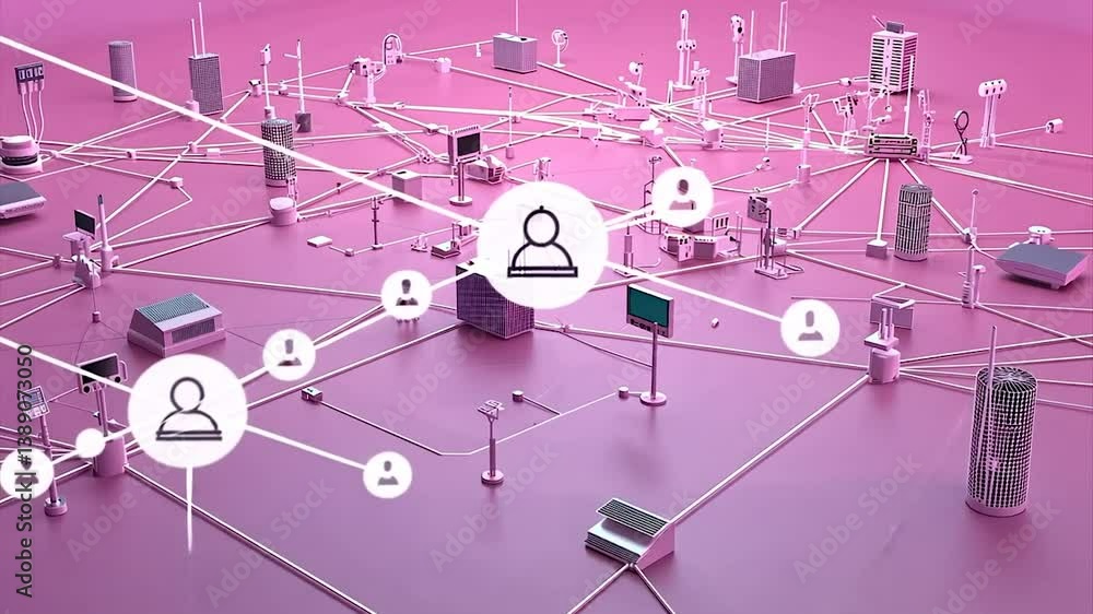 Aufkleber connected devices network visualization, showcasing user interaction