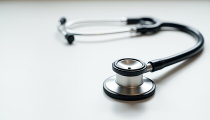 Stethoscope on white background with copy space for medical or healthcare concepts