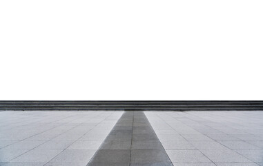 Empty square with concrete floor and steps leading to white background