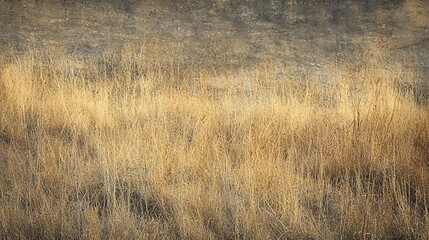 Serene golden dry grass field sways gently in the warm sunlight glow