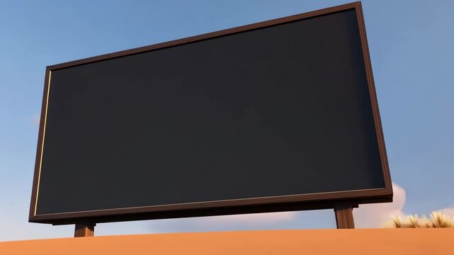 Large Blank Billboard Against a Clear Sky at Sunset Featuring an Empty Advertising Space
