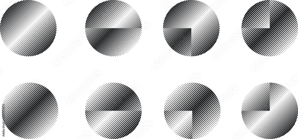 Poster modern artistic set with semicircle design elements . many lines form half circles in art style . wa