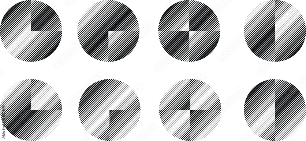 Poster modern artistic set with semicircle design elements . many lines form half circles in art style . wa