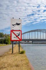 Water transport and water sports warning signs