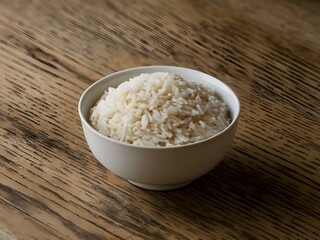 White Bowl of Rice on Table with Isolated Background for Simple Food Presentation and Photography
