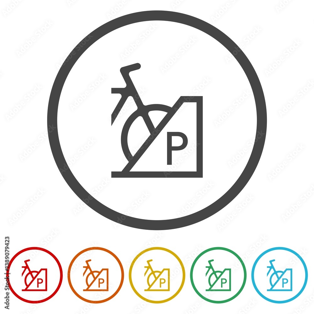 Poster parking for cyclists icon. set icons in color circle buttons