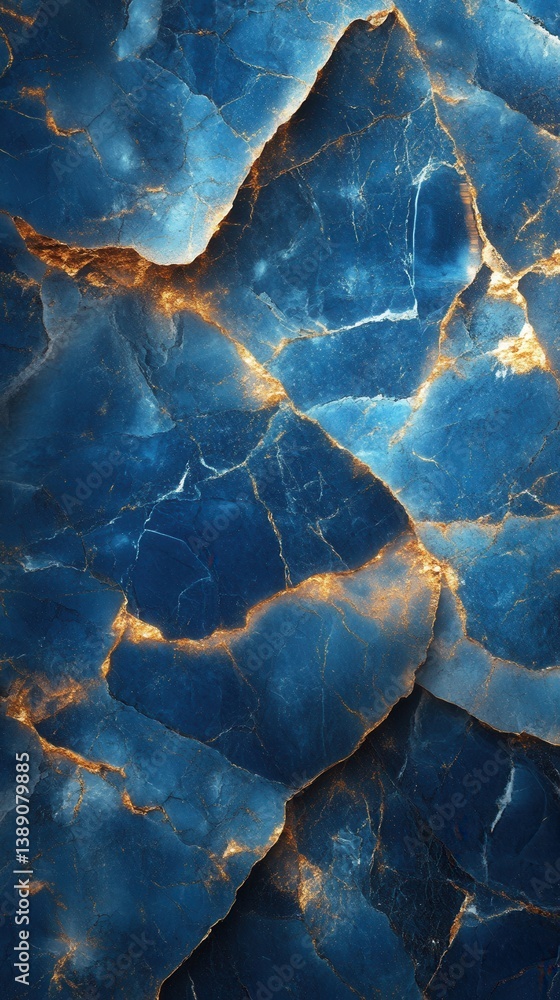 Poster captivating blue marble texture with golden veins abstract background creating a luxurious and elega
