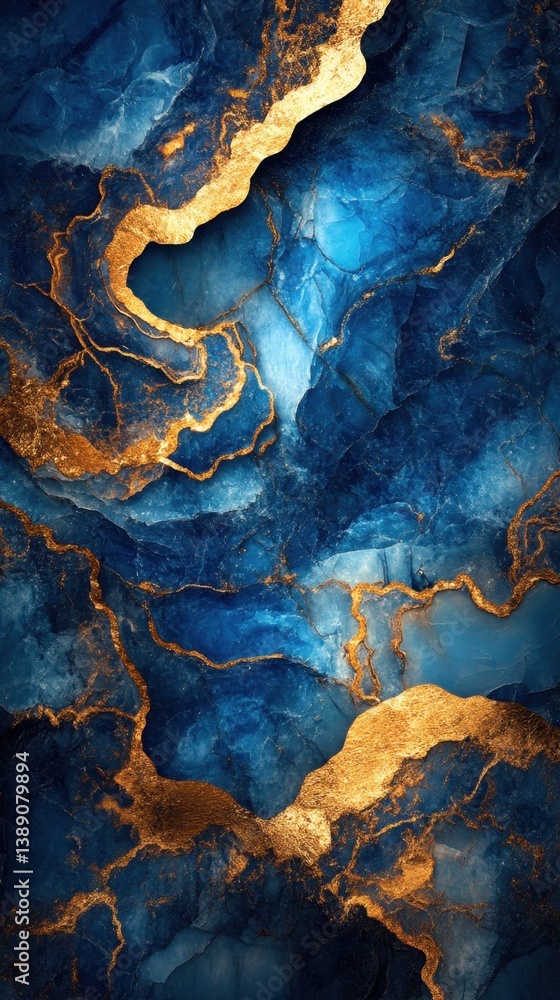 Aufkleber captivating azure marble texture with golden veins abstract background for luxurious design and arti