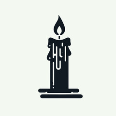 very simple flat and single minimalist Candle Wax Silhouette in black on a white background