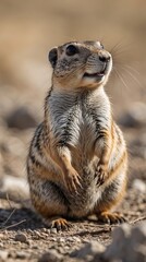 Prairie dog stands upright and issues warning call in natural habitat