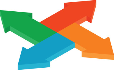 네 바향을 가리키는 입체 화살표의 일러스트