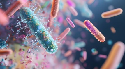 Futuristic lab scene showcasing cutting-edge mental health microbiome research with medical scientists using digital technology to analyze brain-gut connections and innovative AI diagnostics tools
