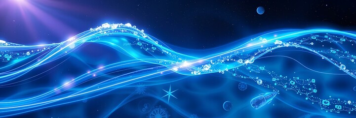 Obraz premium Celestial Waves: A Mesmerizing Dance of Light and Energy in the Cosmic Ocean