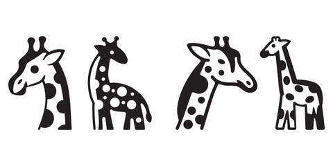 Giraffe Silhouette Vector Set Illustration