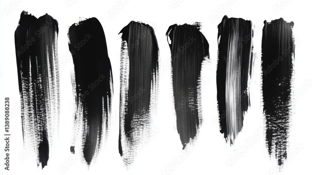 Poster abstract black paint strokes on white canvas creating a bold and modern design brushstroke art backg
