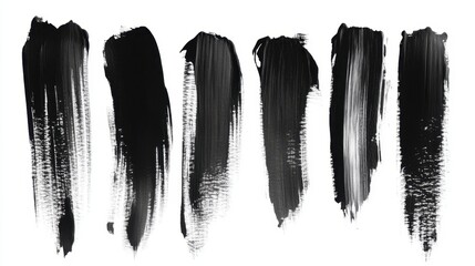 Abstract black paint strokes on white canvas creating a bold and modern design brushstroke art background minimalist style