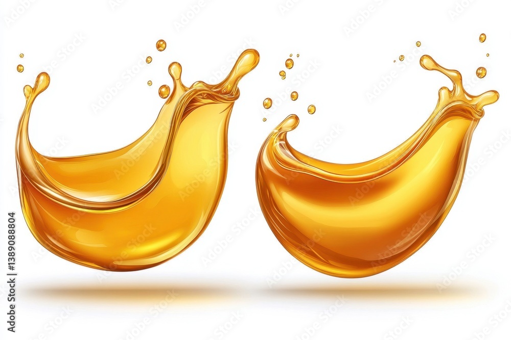 Poster golden liquid splash abstract illustration on white background for product visualization and design 