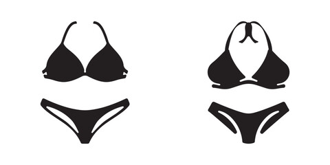 Women Swimwear Silhouette Vector Set Illustration