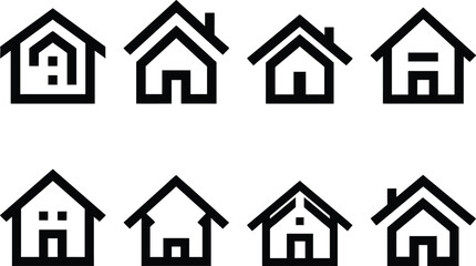 Fototapeta premium Simple Black Line Art House Illustrations