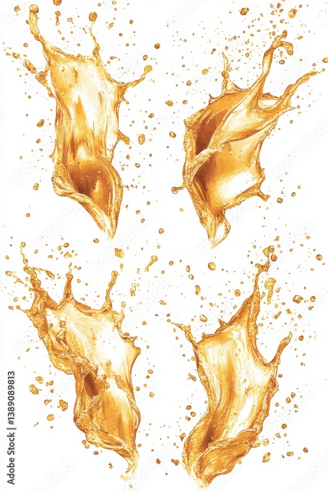 Poster dynamic orange juice splash on white backdrop creating a refreshing and energetic visual with a clea