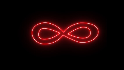 Fototapeta premium Glowing neon infinity sign animation on black background. Infinity symbol icon , Neon style motion line icon infinite abstract neon moving seamless art loop Digital background.