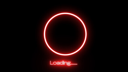 Loading icon animation sign symbol on black background. Abstract glowing neon circle frame. Abstract beautiful color neon circle frame loading. Neon light circle frame rotation loading icon.