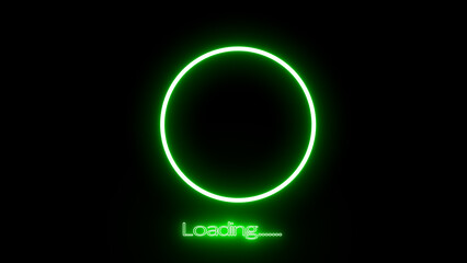 Loading icon animation sign symbol on black background. Abstract glowing neon circle frame. Abstract beautiful color neon circle frame loading. Neon light circle frame rotation loading icon.