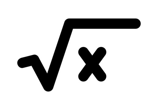 Vector illustration of square root alt icon on white background.