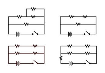 Vector illustration of a combination circuit on a white background.
