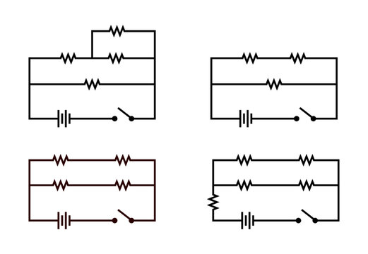 Vector illustration of a combination circuit on a white background.