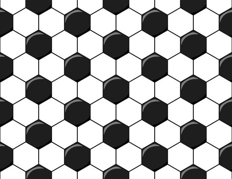 Seamless vector illustration of black and white soccer ball pattern background.