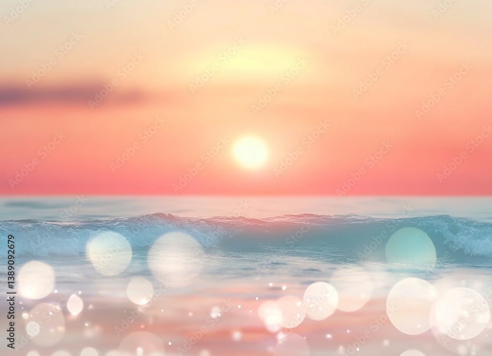 Aufkleber blurred seawater with a sunset background. minimalist seascape. water surface in the ocean. soft foc