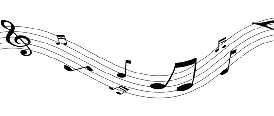 Musical notes line pattern symbols vector icon, Music notes background, Abstract black smooth wave on a white background. Varieties of musical notes. Musical background. vector illustration in eps 10.