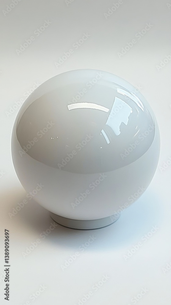 Poster minimalist white sphere lamp on a clean white background with soft lighting and subtle reflections f