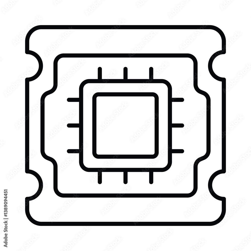 Aufkleber quantum computing vector outline icon. eps 10 file