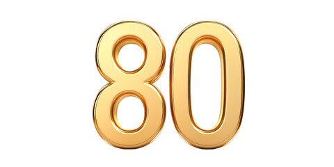 3D Render Of Golden Number Eighty Isolated On Black Background Illustration