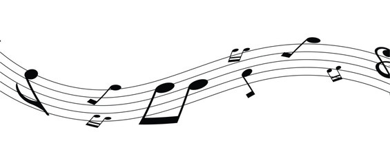 Vector musical melody with floating notes on staff lines. Elegant music score illustration for banners, posters, greeting cards, backgrounds, and creative projects in eps 10.