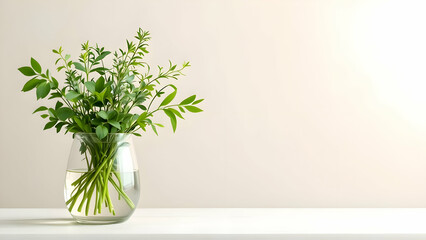 Fresh Greenery in Glass Vase – Minimalist Botanical Home Accent