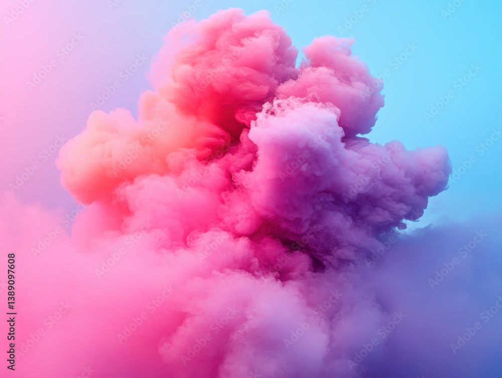 Aufkleber ethereal cloud of pink and purple smoke against a gradient blue background creating a dreamy and abs