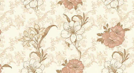 Timeless Seamless Floral Design, Elegant Decorative Pattern for Textiles & Stationery