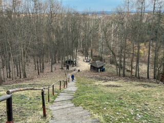 Old buildings of the reconstructed Grod Birow in the Krakow-Czestochowa Upland near Ogrodzieniec in...