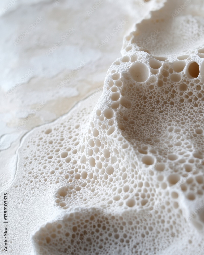 Poster delicate airy foam structure with intricate bubbly texture in soft light abstract background