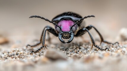 Close-Up of Vibrant Beetle with Smooth Body and Detailed Antennae