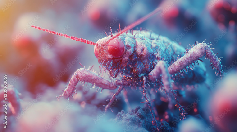 Poster microscopic view of futuristic nano robots operating within the human body for advanced medical trea