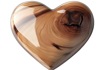 3D Rendered Wooden Heart Shape Isolated On Transparent Background