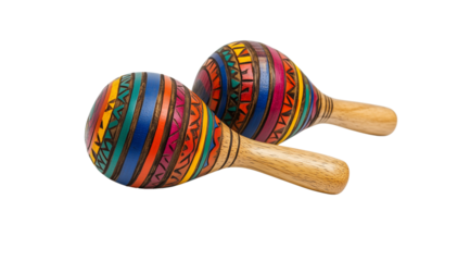 Colorful maracas with traditional designs for celebrations, isolated, created with AI