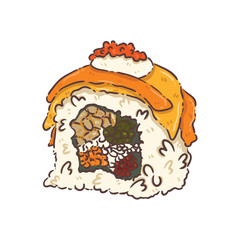 hand drawn illustration of an Japanese food sushi