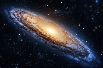 Fototapeta premium Majestic spiral galaxy in deep space cosmic wonder celestial beauty astronomical exploration ethereal expanse starlight nebula interstellar medium cosmic dust